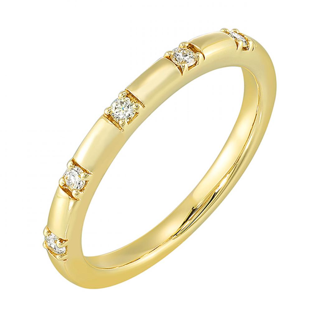 5 Stone Wedding Band with .10ctw Round Diamonds in 14k Yellow Gold