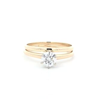 Pre-Owned 14K Yellow Gold 0.75ct Round Solitaire Bridal Set