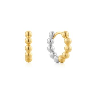 Ania Haie Silver & Gold Plated Beaded Huggie Hoop Earrings