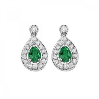 True Reflections Halo Drop Earrings with 1/6ctw Round Diamonds in 14k White Gold