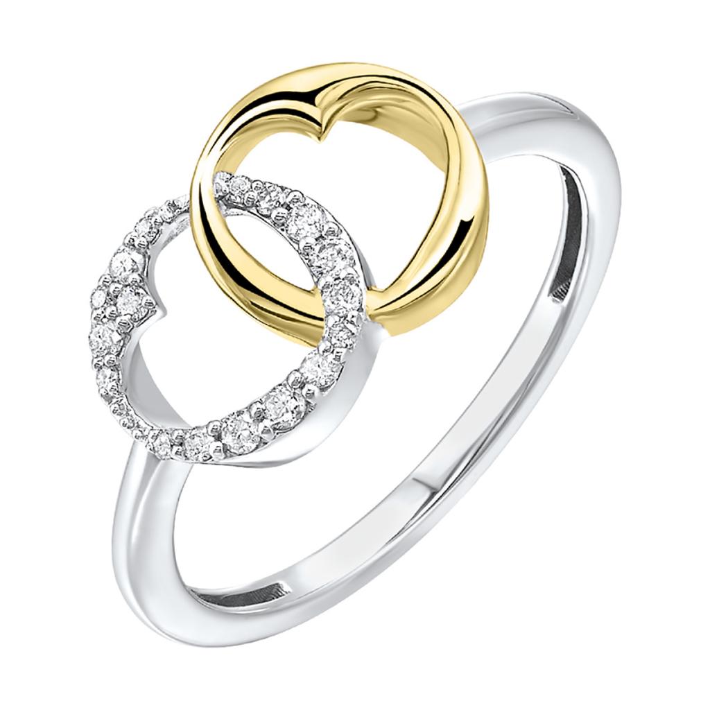 Double Open Heart Fashion Ring with .10ctw Diamonds in 10k Gold and Sterling Silver