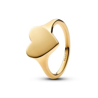 Pandora 14K Gold Plated Engravable Heart Ring Size 56