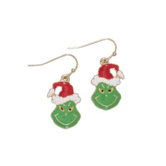 Grinch Face Christmas Hat Dangle Earrings