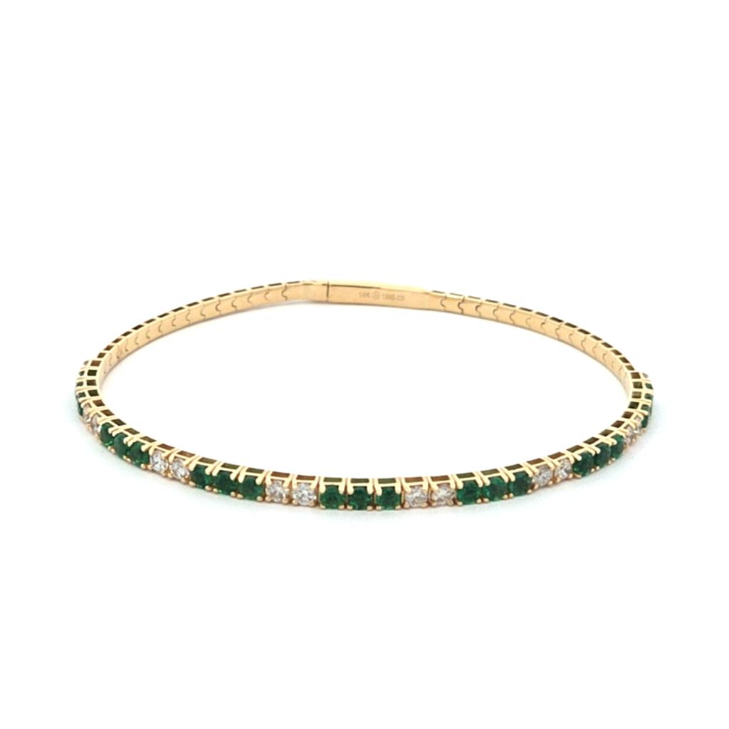 Flex Bangle Bracelet with .71ctw Round Diamonds in 14k Yellow Gold