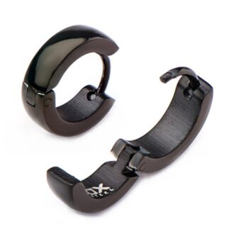 Inox 4mm Black IP Stainless Steel Huggie Earrings