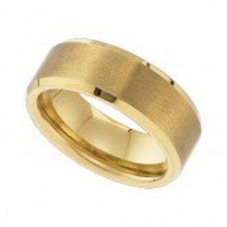 6mm Satin Beveled Wedding Band in Yellow Tungsten Carbide