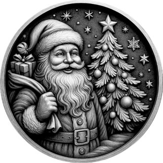 Engraved Wooden Santa Ornament with Tree for Holiday Cheer