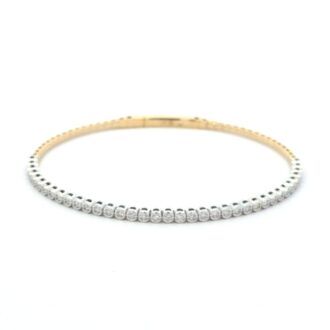 14K Two-Tone Flex Bangle Bracelet with .47ctw Round Diamonds
