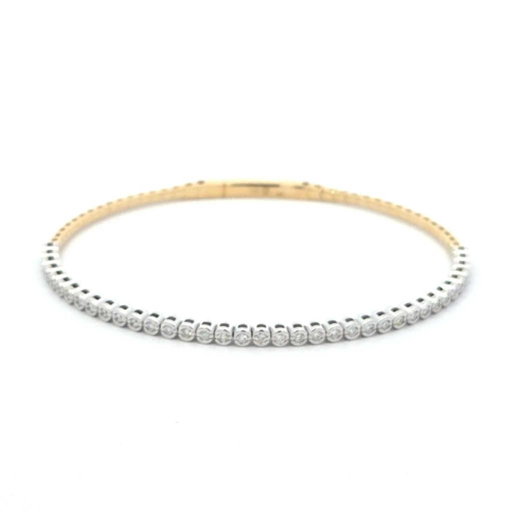 14K Two-Tone Flex Bangle Bracelet with .47ctw Round Diamonds