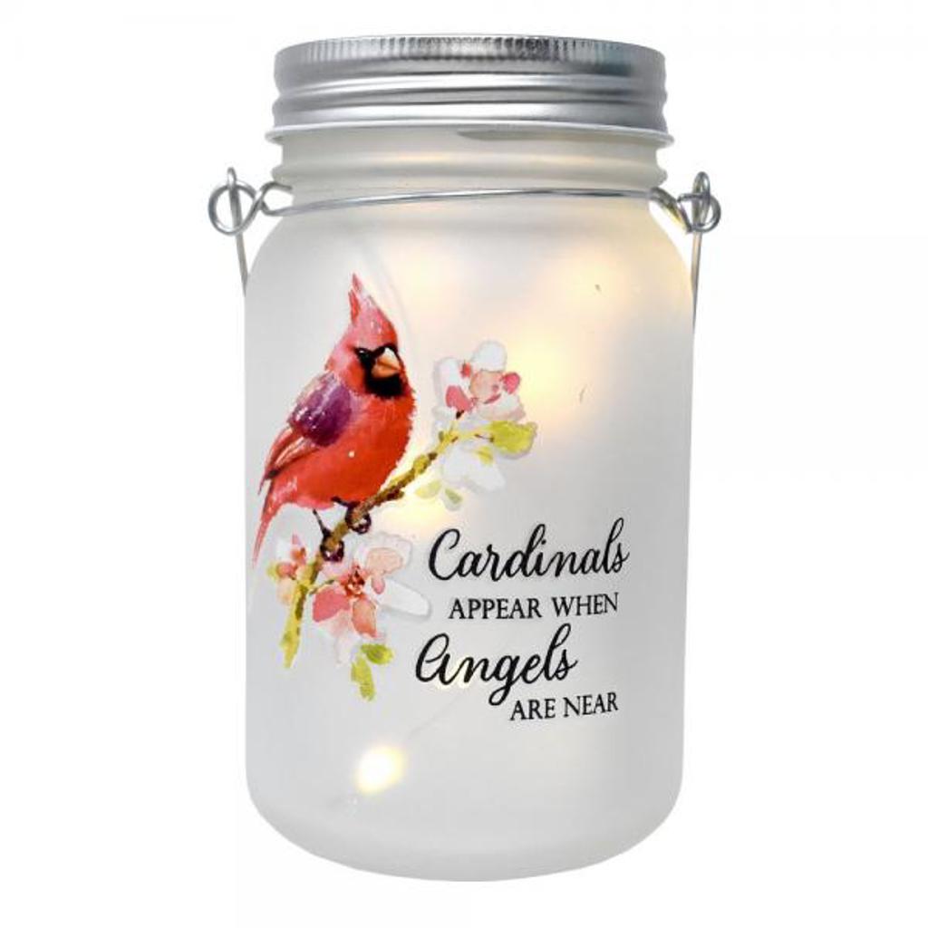 6" Cardinals Appear Mason Jar LED Candle