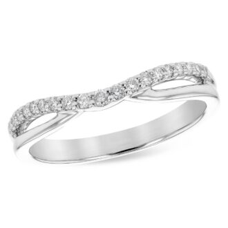Curved Split Shank Wedding Band with .17ctw Round Diamonds in 14k White Gold