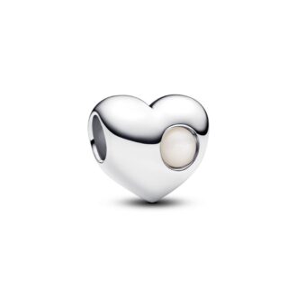 Engravable White Stone Heart Charm