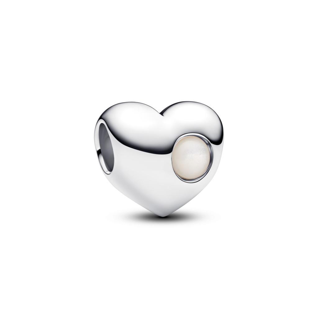 Engravable White Stone Heart Charm