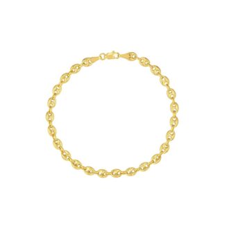 14K Yellow Gold 5.5MM Puff Mariner Chain Bracelet 7.25" Length