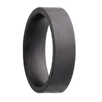 Men's 8mm Flat Wedding Band in Black Forged Carbon Fiber