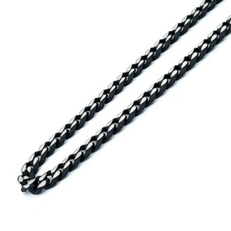 5mm Stainless & Black Cuban Link Chain, 24"