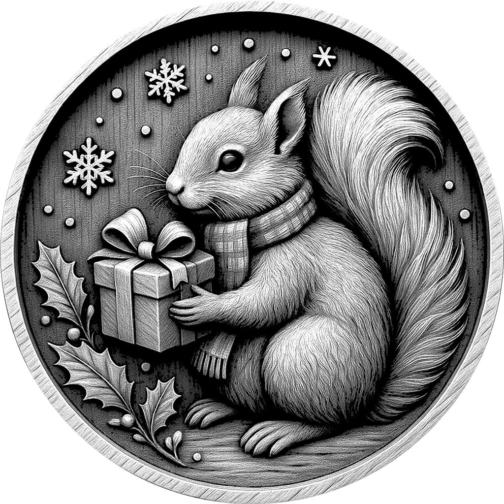 Wood Squirrel Engagement Ornament
