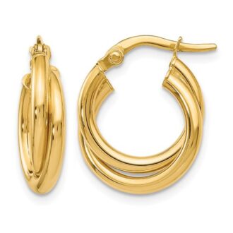 Classic 14K Yellow Gold Twisted Hoop Earrings for Effortless Elegance