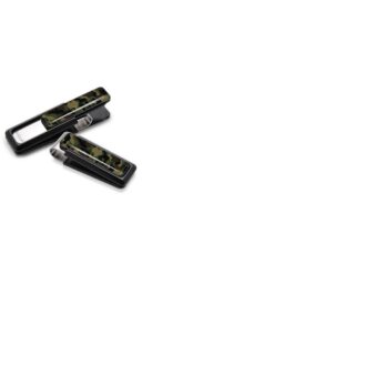 High-quality, stainless steel money clip with camo accents for a stylish, secure way to store cash.