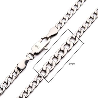 Inox 4mm Stainless Steel Classic Curb Chain Necklace 24"