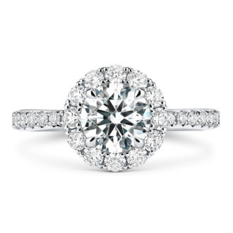 Hearts on Fire Vela Halo Engagement Ring with 1.35ctw Round Diamonds in Platinum