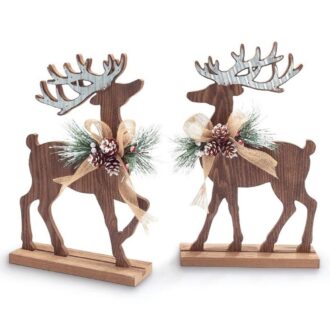 Rustic Wood & Tin Standing Holiday Deer Figurine