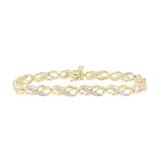 10K Yellow Gold 1/4 CTW Diamond Infinity Link Bracelet, 7"