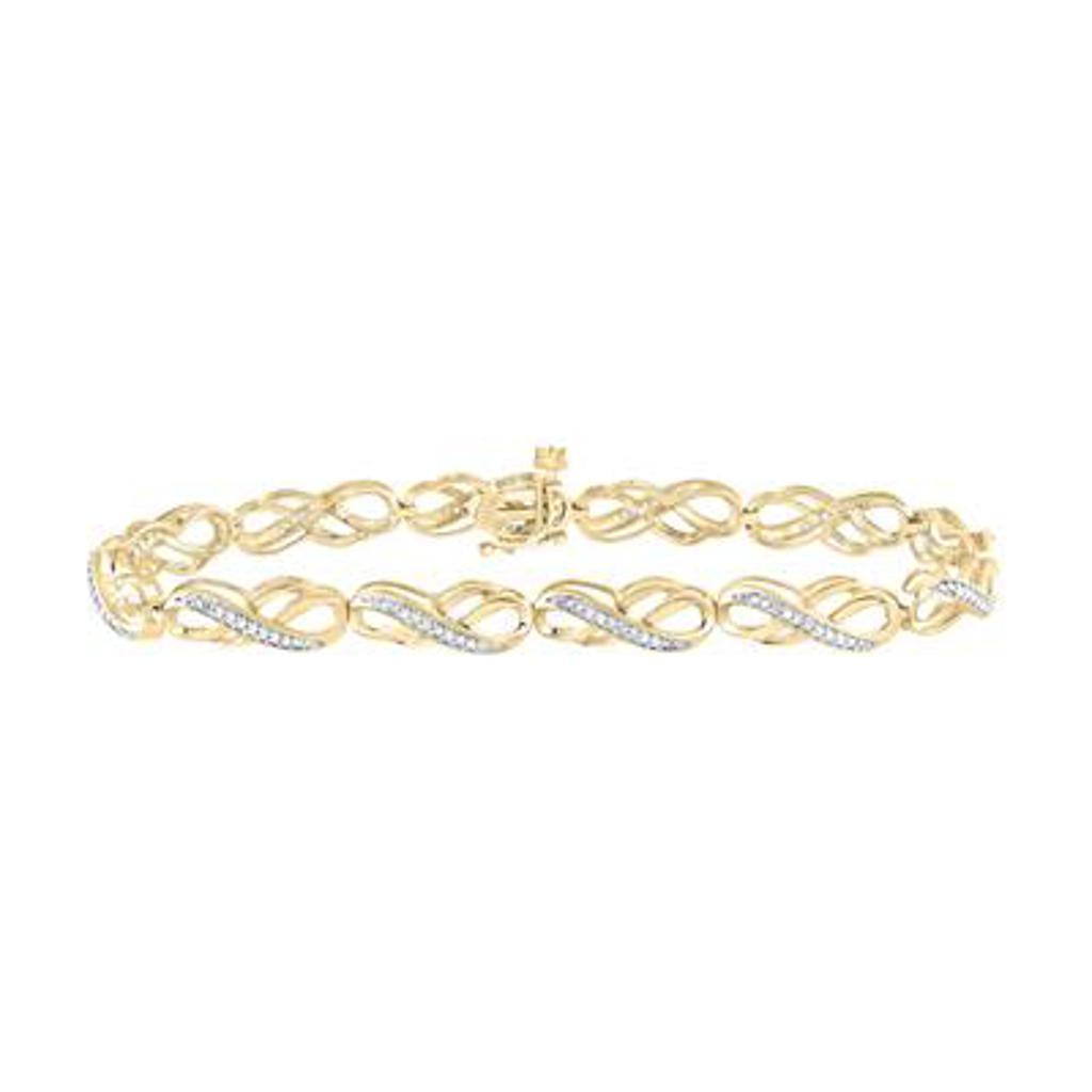 10K Yellow Gold 1/4 CTW Diamond Infinity Link Bracelet, 7"