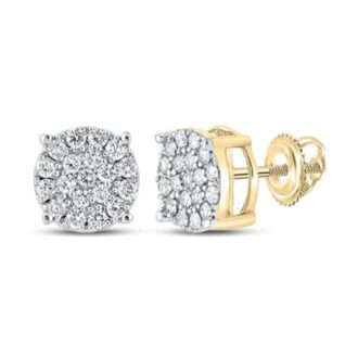 3/8ctw Round Diamond Cluster Studs in 10k Yellow Gold