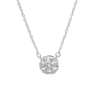 Pe-Owned Cluster Pendant Necklace with .375ctw Diamonds and 18" Chain
