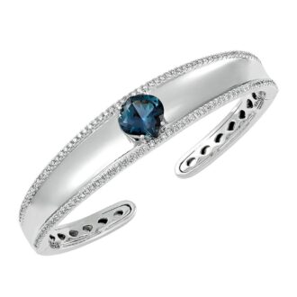 Lab Alexandrite & 1.20ctw Diamond 14k White Cuff Bracelet