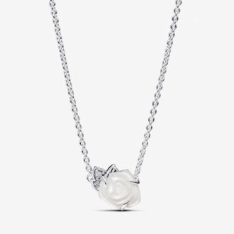 Sterling Silver White Rose in Bloom Pendant