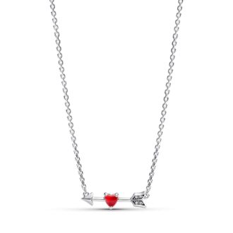 Pandora Red Murano Glass Heart & Arrow Necklace