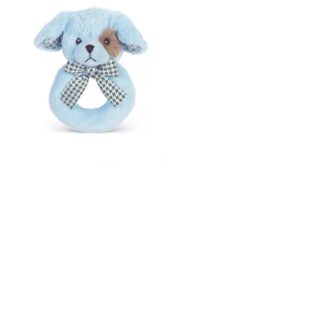 Bearington Baby Lil' Waggles Blue Puppy Ring Rattle