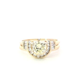 1ct Round Diamond Solitaire 14K Yellow Gold with .33ct Wrap