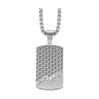 Mountain Scene Dog Tag Necklace in Stainless Steel