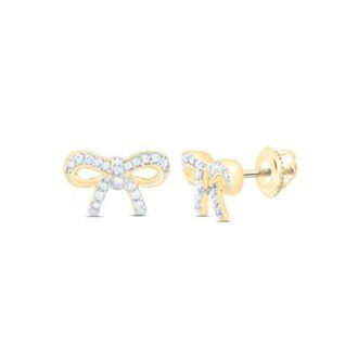 Bow Stud Earrings with .10ctw Diamonds in 10k Yellow Gold