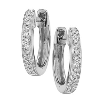 Pre-Owned 14K White Gold Diamond Huggie Hoops 0.06ctw