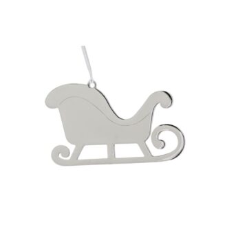 Sleigh Ornament with White Tassel - Engraving Included