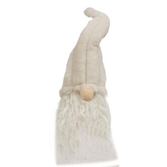 8.5" Cream Plush Sitting Gnome with Ribbed Hat