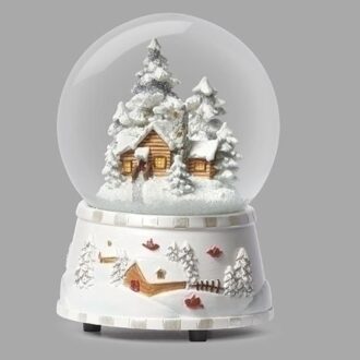 5.5in Musical Log Cabin Snow Globe - Merry Christmas