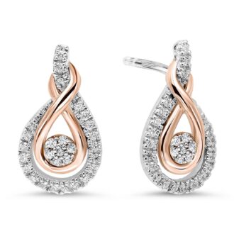 Rhythm of Love Earrings with .21ctw Round Diamonds in 10k Rose Gold