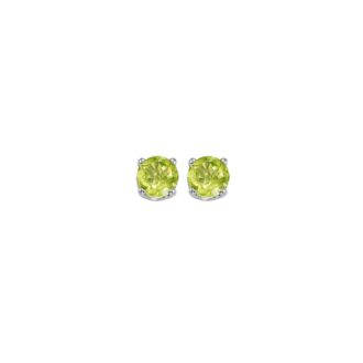 Round Peridot Stud Earrings in Sterling Silver