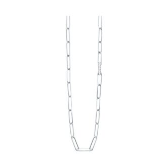 Paperclip Necklace with .10ctw Round Diamonds in Sterling Silver