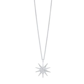 Star Fashion Necklace with .10ctw Round Diamonds in Sterling Silver