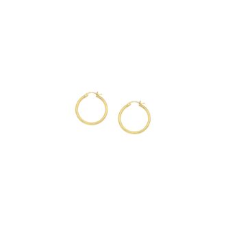 14K Yellow Gold Extra Small Round Tube Hoop Earrings 2mm