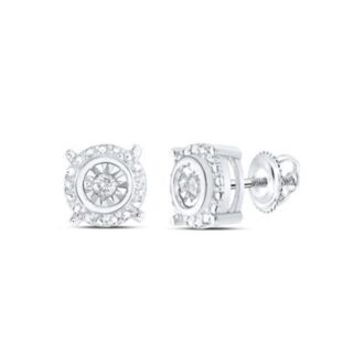 Round Diamond Stud Earrings 1/20ctw in Sterling Silver