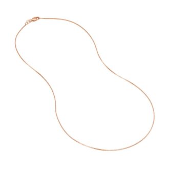 14k Rose Gold 26" Box Chain, 0.63mm, Lobster Clasp
