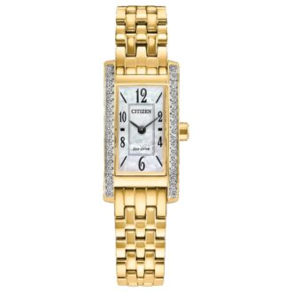 Citizen Ladies Rectangular Mother-of-Pearl Crystal Watch