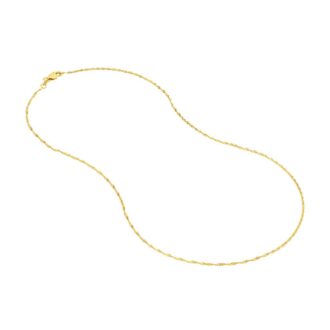 14K Yellow Gold 20" Diamond-Cut Singapore Chain, 1mm